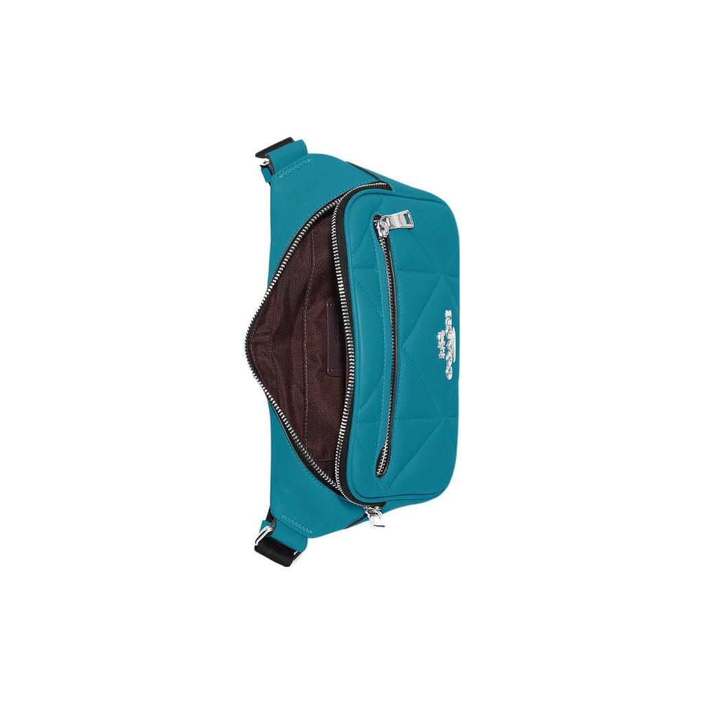 Coach 23 Solid Color Logo Diamond Quilted Multi-Functional Pocket Zipper Closure Leather Crossbody Waist Bag Women Bags Blue CJ508-SVTE