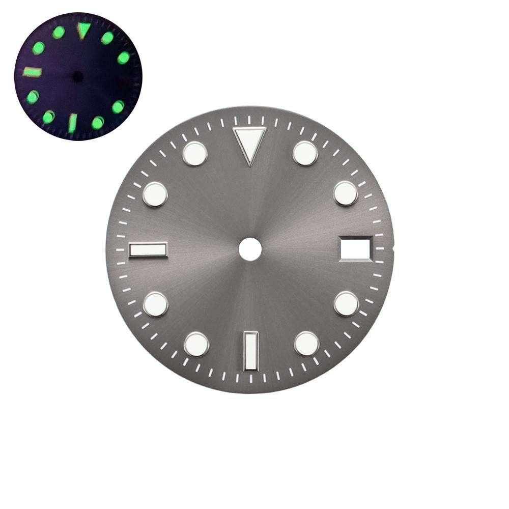 

NH35 R Dial Watch Faces 28.5mm Luminous Watch Accessories, Needle Pen, Rubber Blower, Dust Protection Pads, Literally Pad, Box сірий