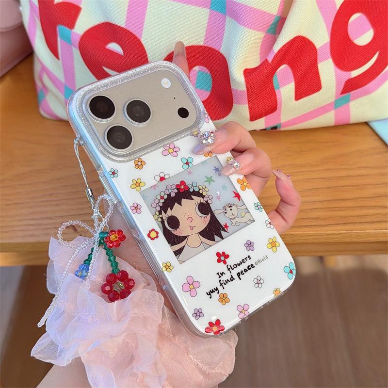 High-End Cartoon Flowers Frame iPhone Case for Girls - Compatible with iPhone 17, 16 Pro Max, 15, 14