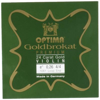 Corda de violino Gold Brocut E mm Loop Premium banhada a ouro 24K 4/4 0,26