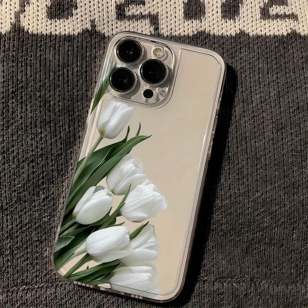 Tulip Minimalist Pattern Phone Case Suitable for iPhone 17 16 15 14 13 12 11 Pro/Max/Plus Anti Drop and Shockproof Back Cover