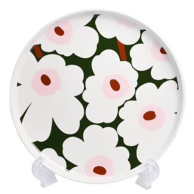 Marimekko Unikko Plate (White X Dark Green X Light Pink) 25cm 073858 163 Oiva Unikko Plate Tableware Tray Large One-Plate Dish Floral Pattern Scandina