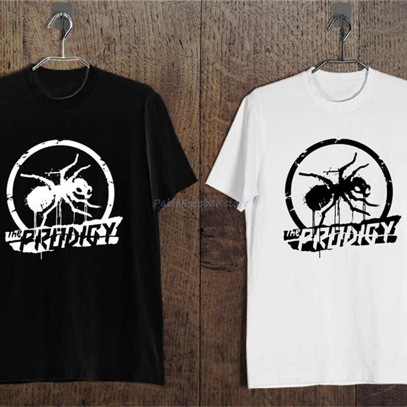 New The Prodigy Yellow Logo Punk Rock Band Men'S T-Shirt Black And White Round Neck Tee Shirt Men O-neck Brand Summer Teeshirt