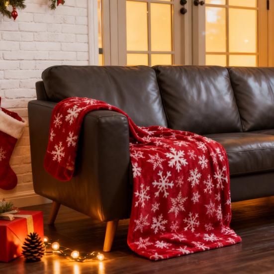 Christmas Flannel Blanket Snowflake Throw Blanket Warm Plush Blanket Cabin Throw for Couch Sofa Bed Office