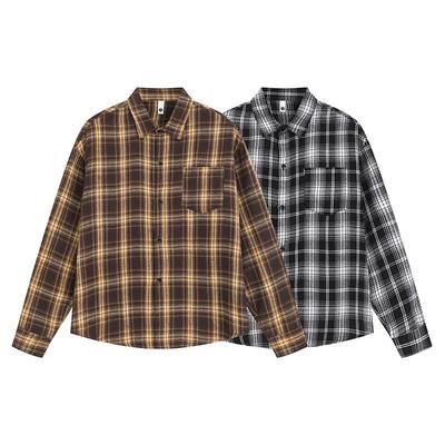 Autumn Men'S Plaid Long Sleeve Shirt Hong Kong Style Men'S Casual Loose Shirt Jacket