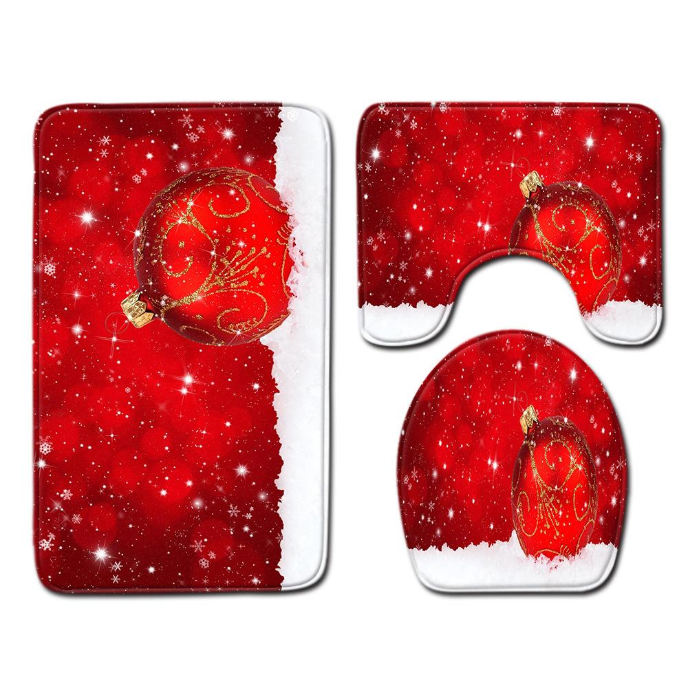 Christmas Bathroom Floor Mat Toilet Three-Piece Set
