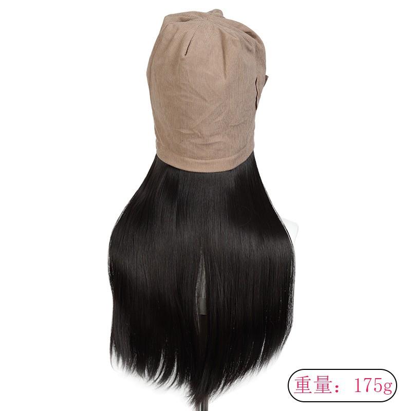LUCK Beanie Wig Combo Long Straight Hair Gray Street Style Warm Winter Hat Women