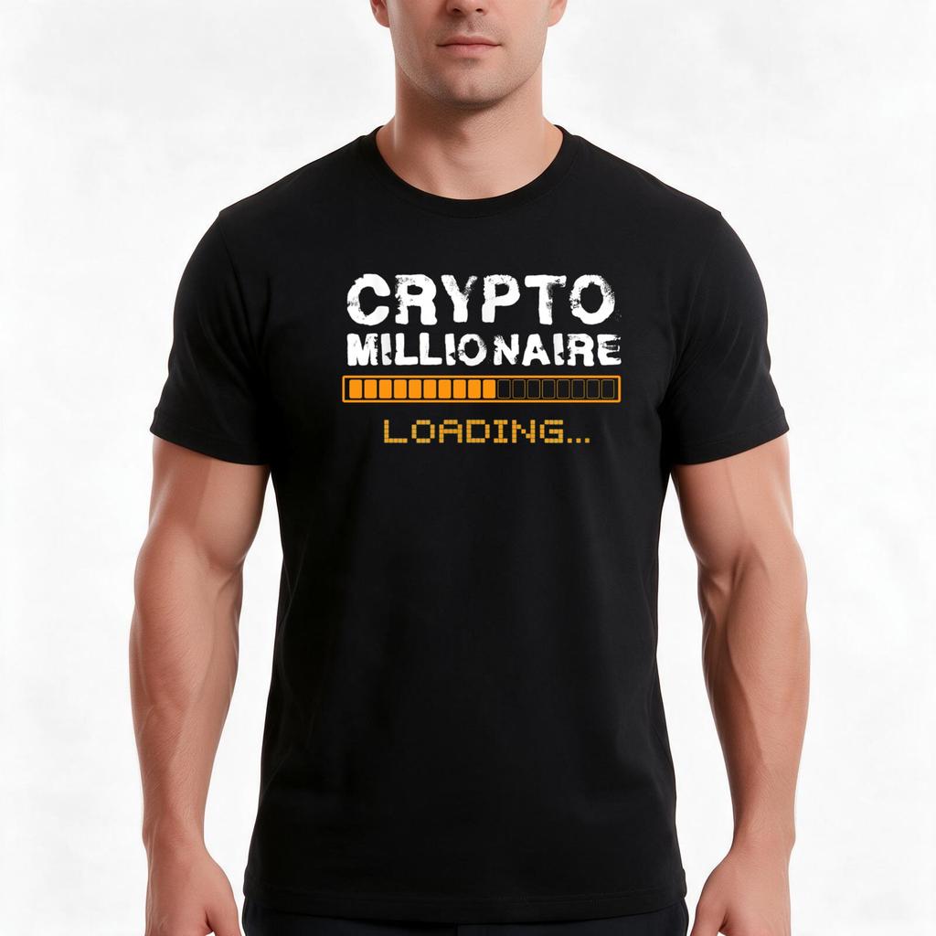 Crypto Millionaire Loading Funnycrypto Shirt Bitcoin Dogecoin Ethereum Nft TShirt Summer Casual Cotton Tee Unisex Unisex Unisex