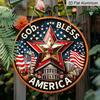 2D Flat Retro Round Aluminum Wall Hanging, Independence Day Five-pointed Star Design, Indoor Outdoor Wall Decor, Home Commemorative Gift