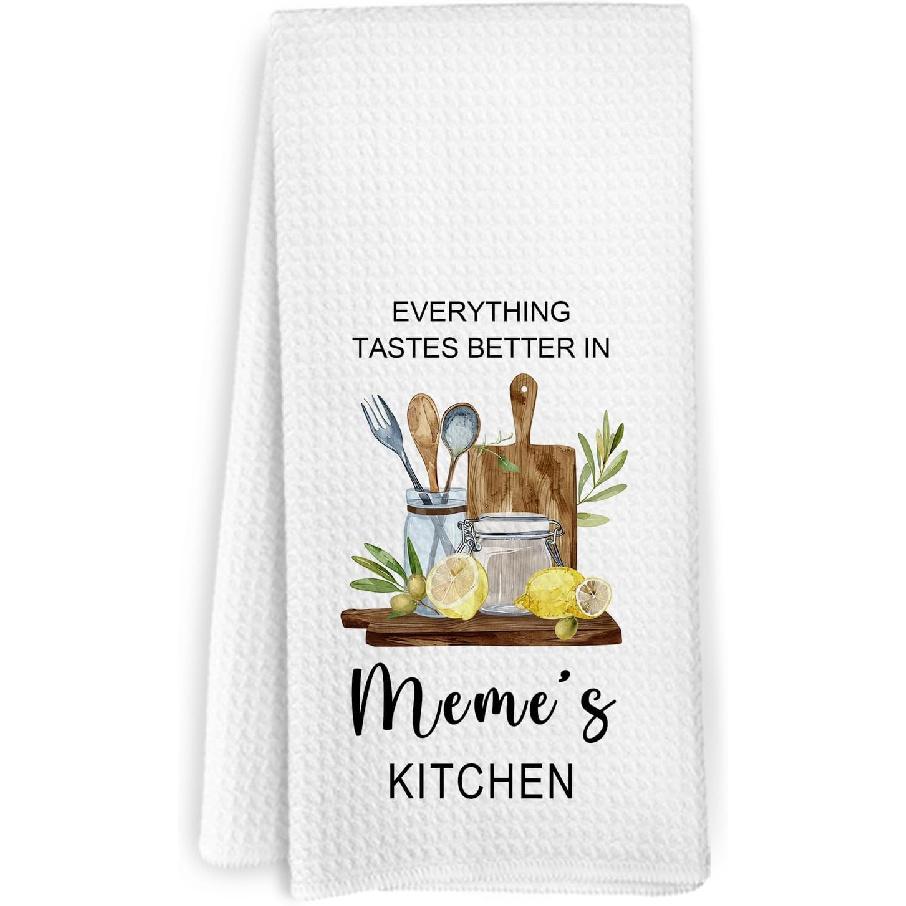 Nonna Gifts Kitchen Towels, Gifts for Nonni Grandma from Grandkids, Everything Tastes Better in Nonna's Kitchen Decorative Hand Tea Towels for