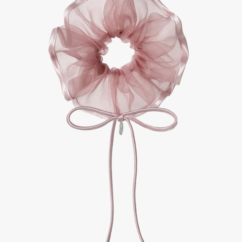 mellotory ribbon trimmed see-through scrunchie (deep pink)