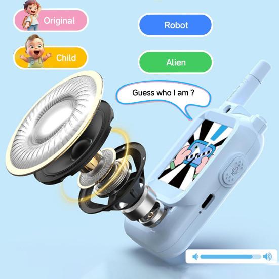 2Pcs Kids Video Interphone Toy with Voice Effects Long Range Screen Display Handheld Wireless Intercom Indoor Outdoor Boys Girls 2-Way Radio Toy