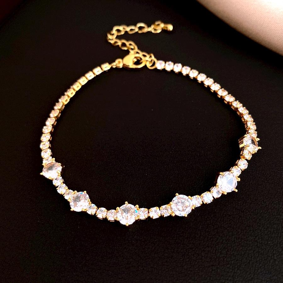 18k real gold electroplated colored zircon round bracelet temperament versatile bracelet jewelry women