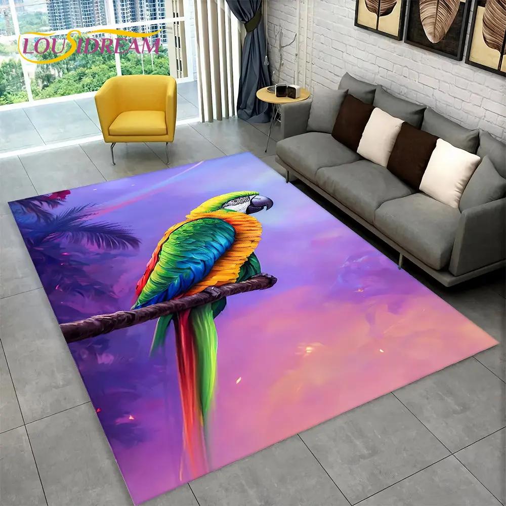 Exquisiter 3D-Teppich mit Vogel- und Blumenmotiv, Teppich für Zuhause, Wohnzimmer, Schlafzimmer, Sofa, Fußmatte, Küchendekoration, rutschfeste Bodenmatte