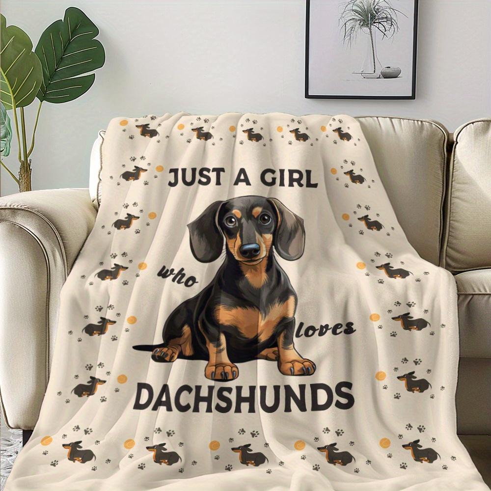 Dachshund Dog Lover Blanket Just a Girl Who Loves Dachshunds Soft Fleece Throw Pet Gift for Women Home Decor Cozy Bedding