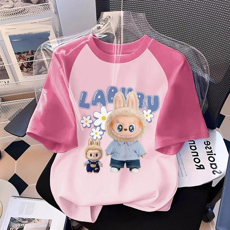 

Мультяшная графика Labubu Детская Взрослая Принтованная Футболка Летняя Мужская и Женская Мода Уличная Девушка Футболки с Коротким Рукавом Топ Одежда 130