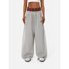 Unisex High Waist Striped Embroidered Wide Leg Sweatpants Loose Fit Vintage Fake Two Piece Casual Trousers