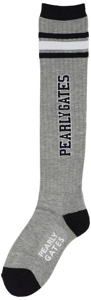 PEARLY GATES Women's College High Socks, Gray, FR, 053-4186104, 020
