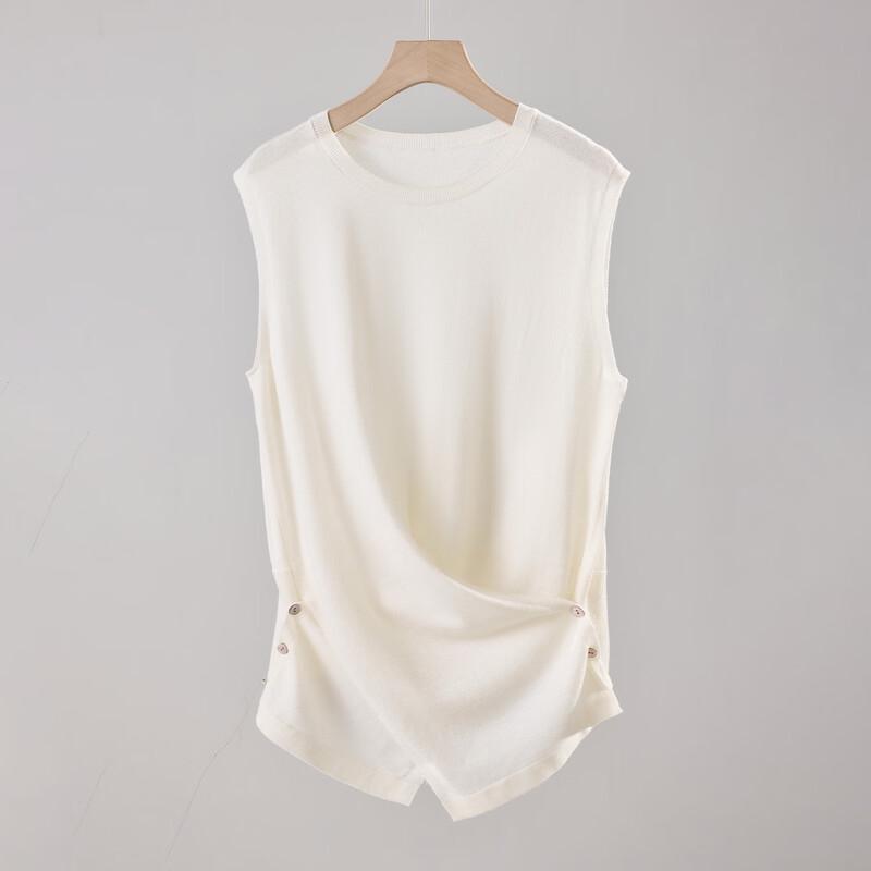 Snowforte Women s Silk Blend Sleeveless Irregular Design T-Shirt L