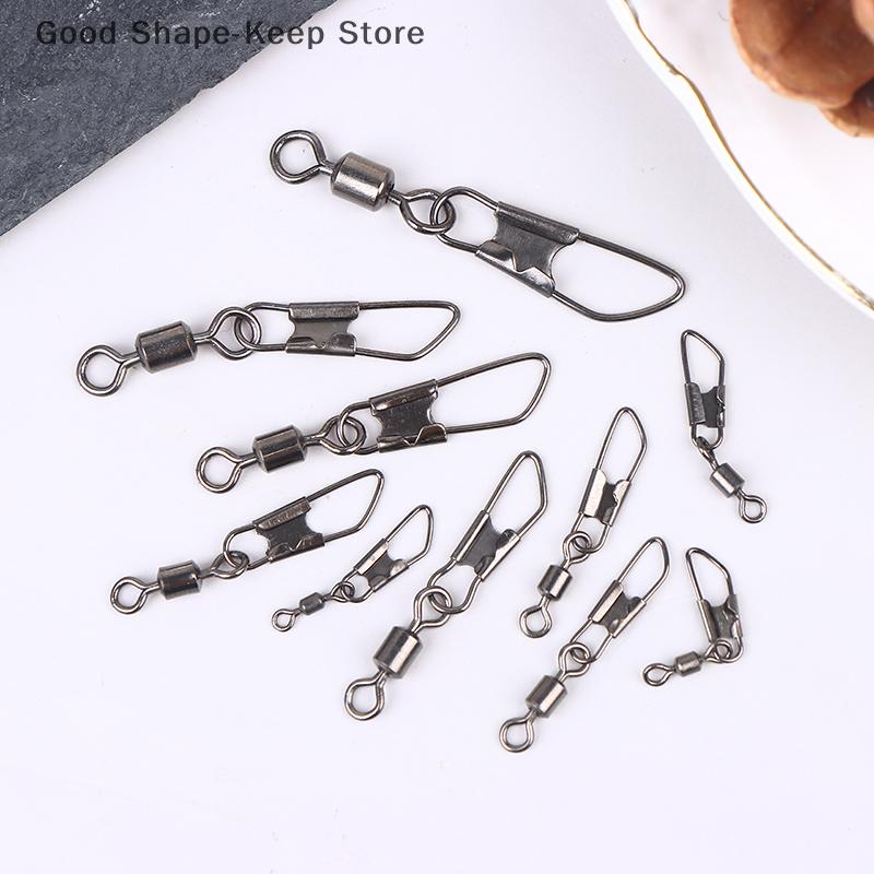 American 50-Piece Swivel Pin Connector Hooks, Size 1#-14#, Rolling Bearing, Carp Type A Fishing Tackle