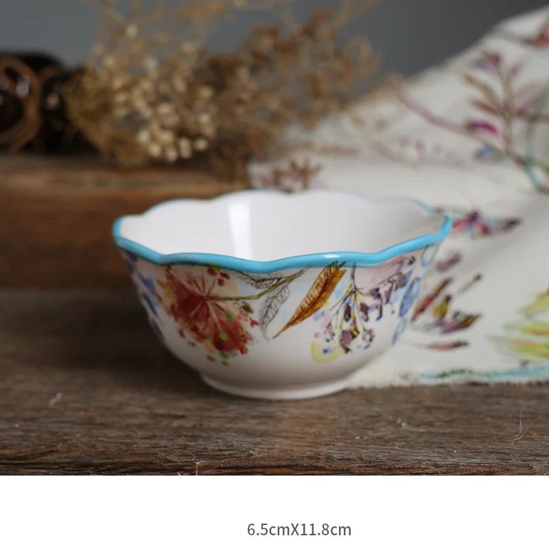 Vintage French Style Ceramic Plate Light Luxury High End Restaurant Salad Plates Home Afternoon Tea Dessert Fruit Flat Plate