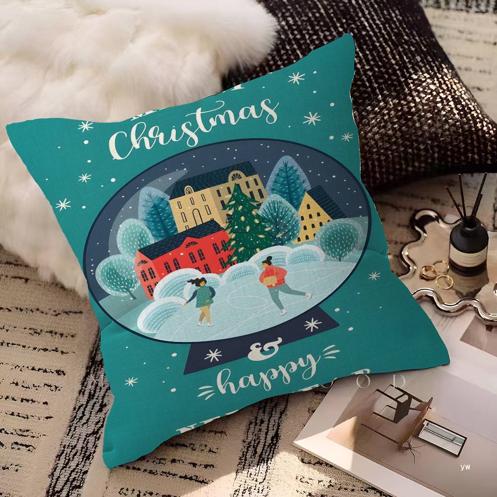Christmas Tree Ball Decoration Pillow Case Cushion Cover Car Throw Pillow Case For Sofa Car Christmas Gift 40x40cm 45x45cm