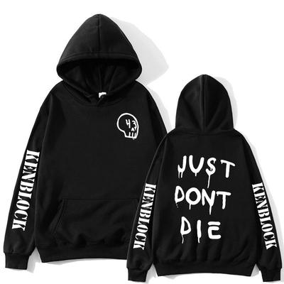 Just Dont Die 43 Ken Block Print Hoodie Men Women Letter Print Aesthetic Hoodies Casual Punk Gothic Oversized Fleece Streetwear