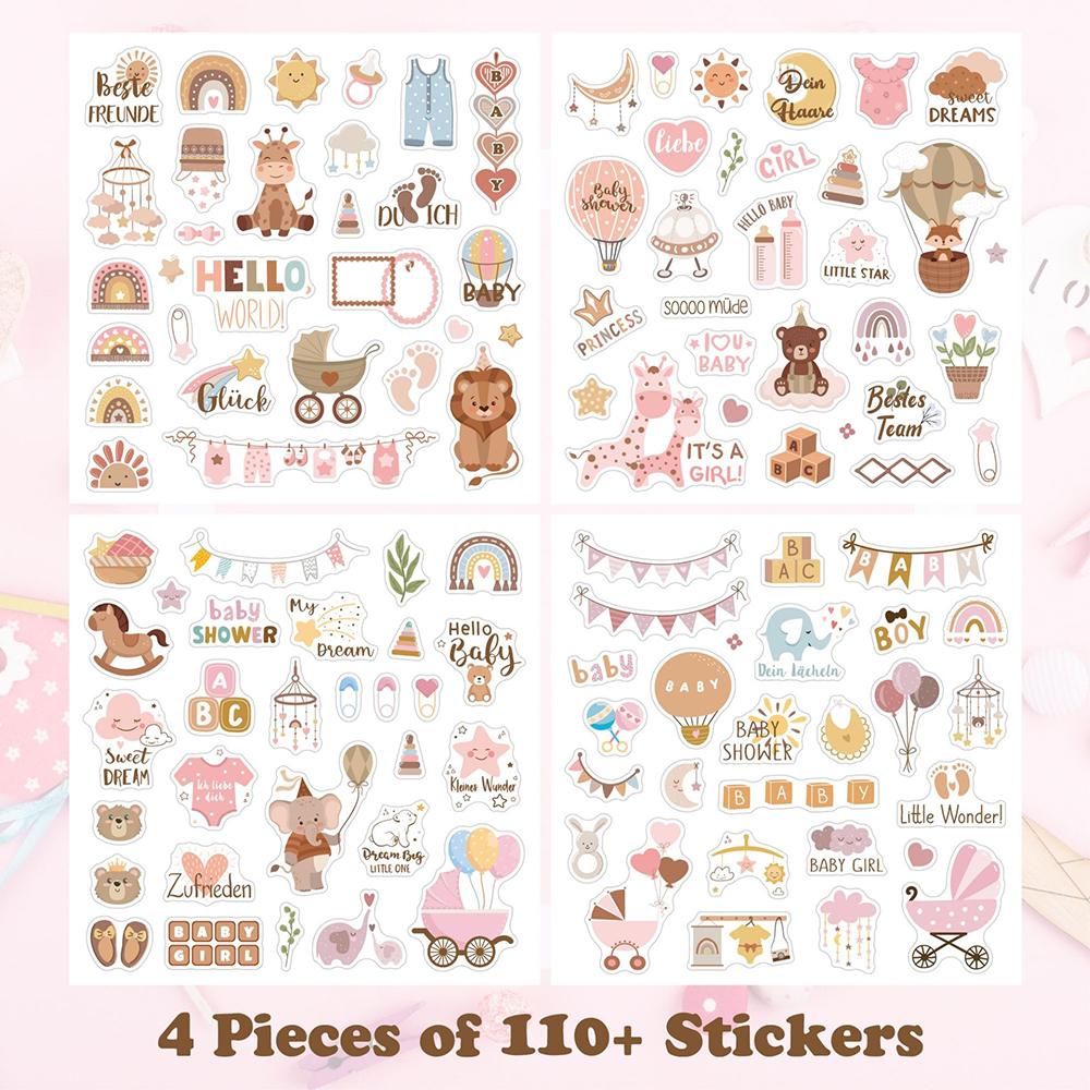 

4 sheets German English Cartoon Morandi Decorative Bookbook Stickers