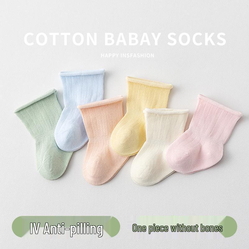 

Spring/Summer Cotton Mid-Calf Socks for Infants and Toddlers, 0-3 Years - Hand-stitched and Boneless S 6-12 months [Recommended foot length 9-11CM] жовтий