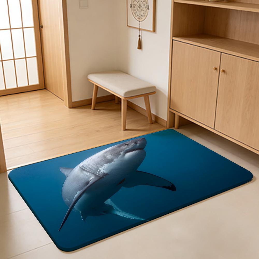 ANIME G-Great White Shark Floor Mat Absorbent Floor Mat Non-Slip Entrance Rug for Bathrooms Restrooms and Toilets