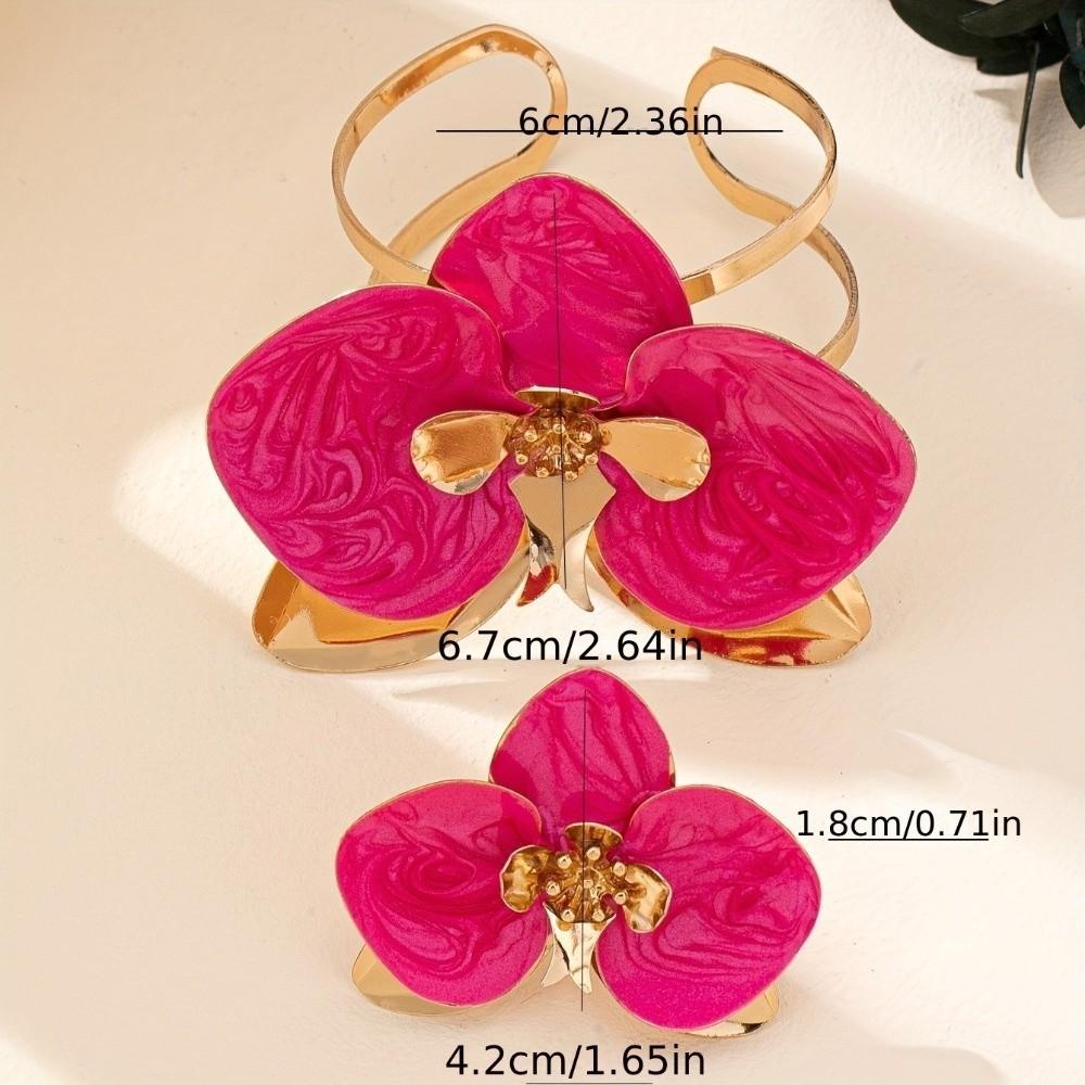 Exaggerated Flower Bracelet Bohemian Open Floral Arm Cuff Flower Bracelet Ring Set  Gatherings