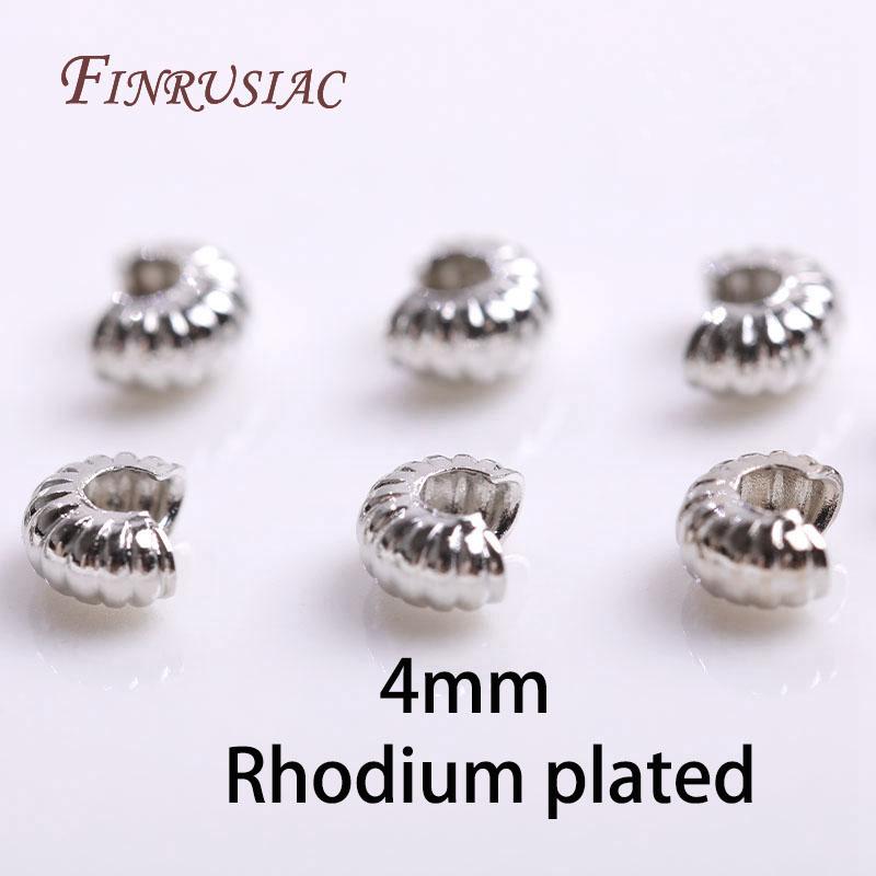 14K/18K Gold Plated 4mm Round Crimp Bead Covers,Strip Pattern Crimp Accessories Stopper Beads DIY Jewelry Making Findings