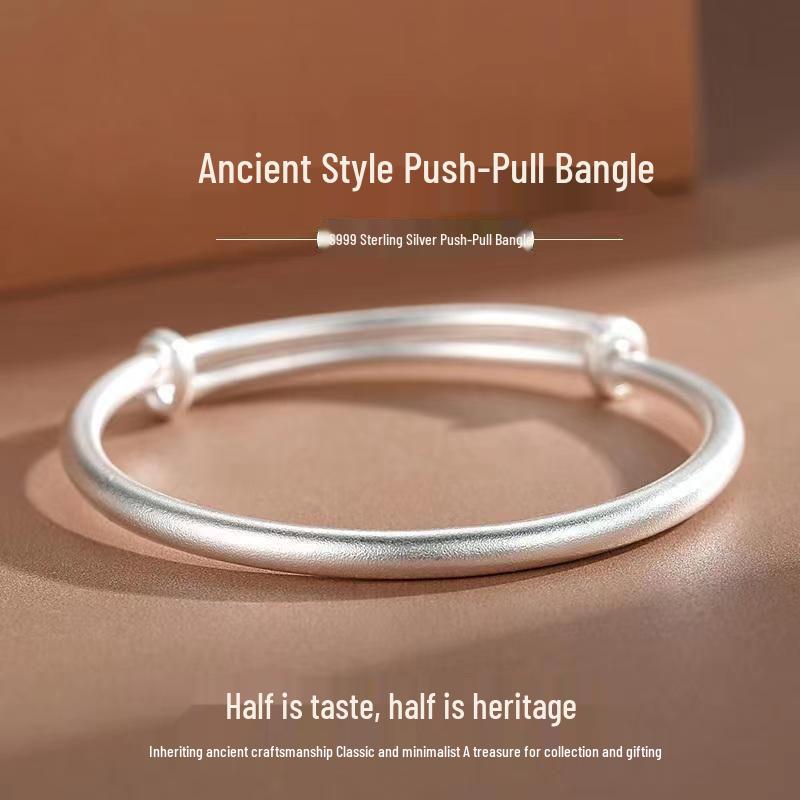 Sterling Silber 999 Damenarmreif: Alte Methode, Solider Kreis, Studentenversion, Weihnachtsgeschenk.