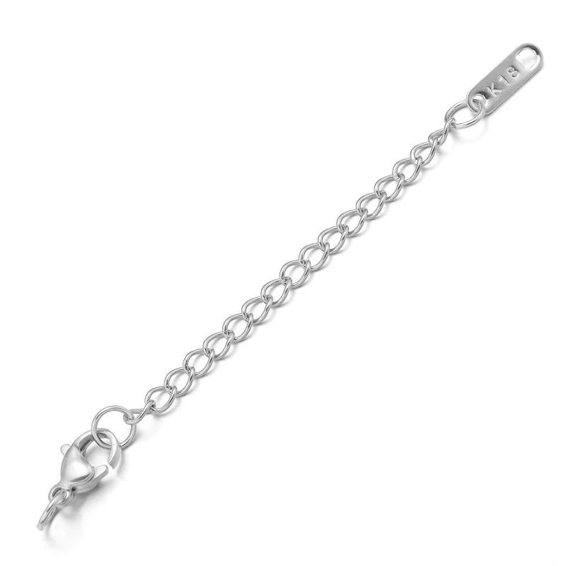 10pcs Stainless Steel Extension Chains Extended Tail Chains Lobster Clasps Connectors DIY Jewelry Making Findings Bracelet