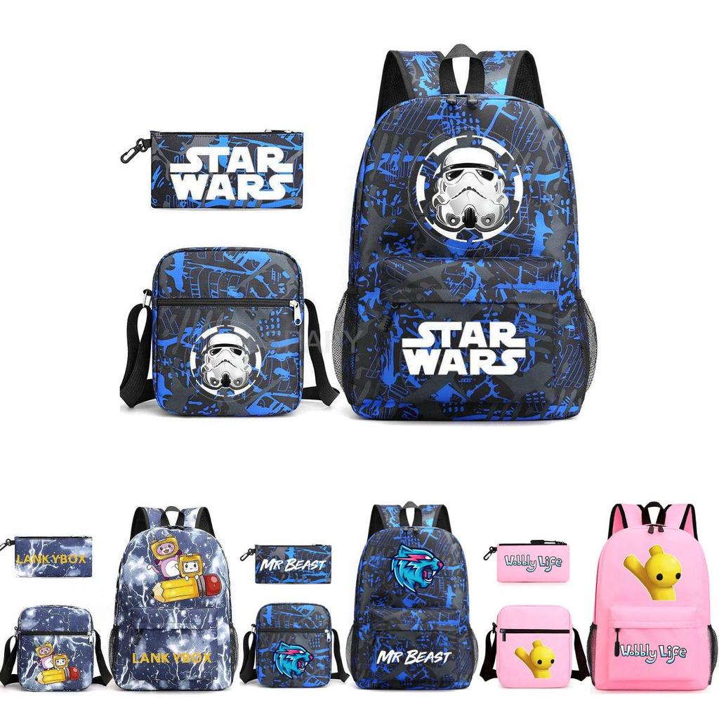 Stylish Mr Beast Lightning Cat Three Piece Bag Set Ideal For Kids In School Activities