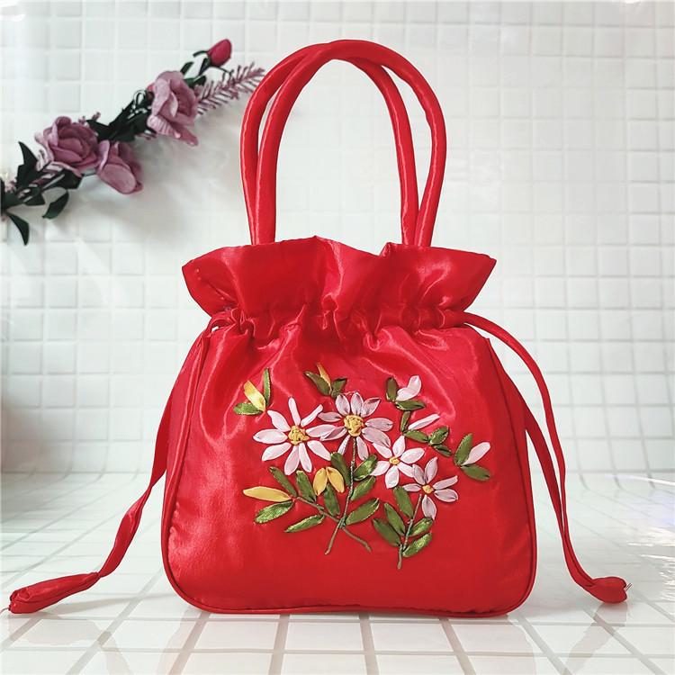 Women's Ethnic Embroidered Small Handbag: Clutch, Mommy, Bucket, Hanfu, and Phone Bag with Drawstring