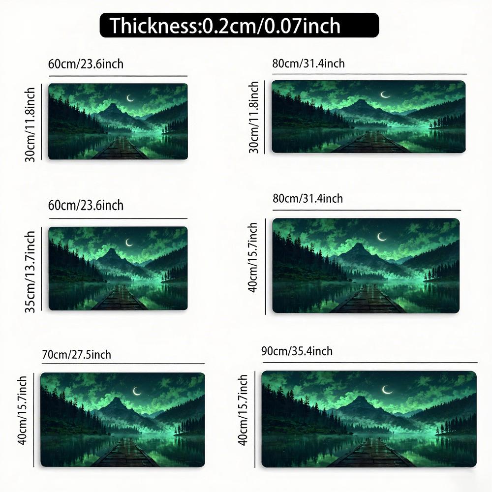 Stars,moon,mountain,lake Landscape Mouse Pad Large Rubber Non-slip Desk Accessories Mousepad for Office&Gamer Keyboard Decor Mat