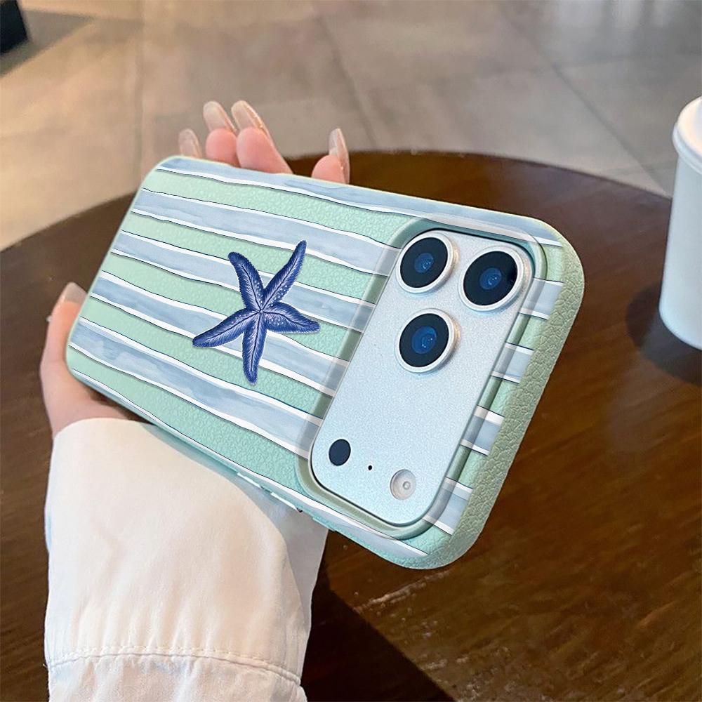 Striped Jellyfish Pattern Lychee Texture Phone Case For iPhone 17 Pro Max 16 15 14 13 12 11 Pro 14 15 Plus 17 Air Soft Cover