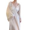 [Strict Selection] Deep V-neck sexy ice silk pajamas summer pure desire temperament morning robe with chest pad lace hanging skirt