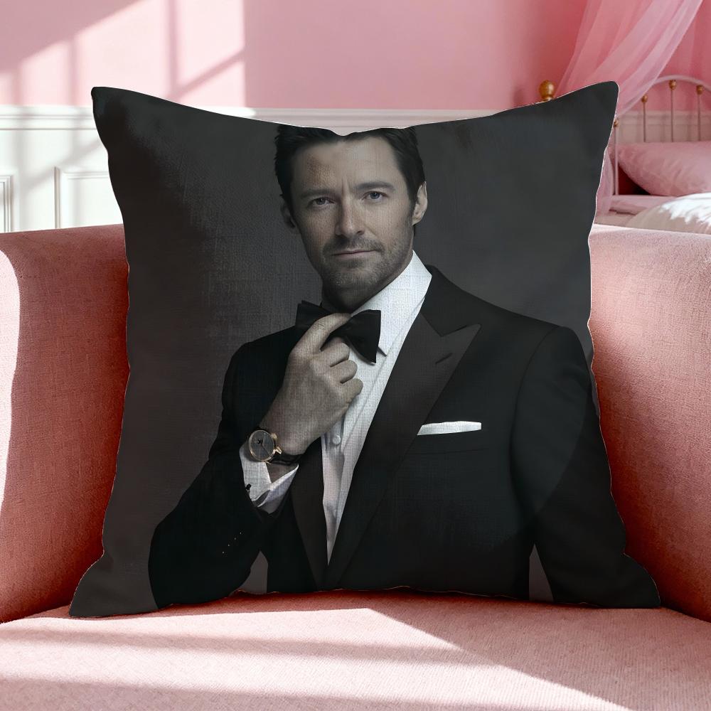 Celebrity H-Hugh Jackman Cushion Cover Breathable Linen Pillowcase Summer Odorless Eco-Friendly Invisible Zipper Washable