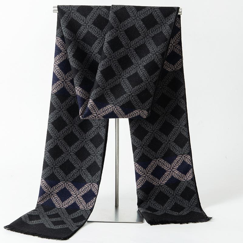 2025 Autumn/Winter New Men'S Cashmere Scarf Thickened, Stylish, European And American Men'S Classic Stripe