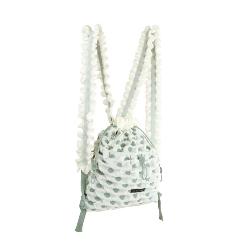 Pleatsmama Ivory Polka Dot Backpack