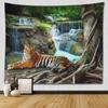 Jungle Wildlife Tiger Tapestry Cool Woodland Animal Print Tapestries Tropical Rainforest Theme Wall Hanging For Kids Boys Girls