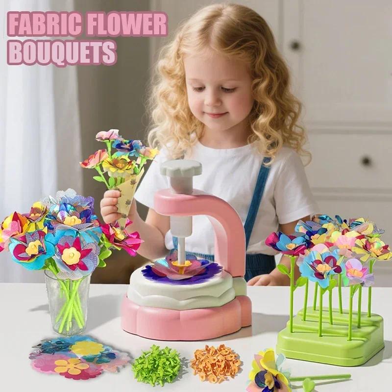 Kids Diy Bouquet Making Machine Set Creative Handmade Flower Fabric Bouquet Handcrafted Set Embossing Machine Girls Gift