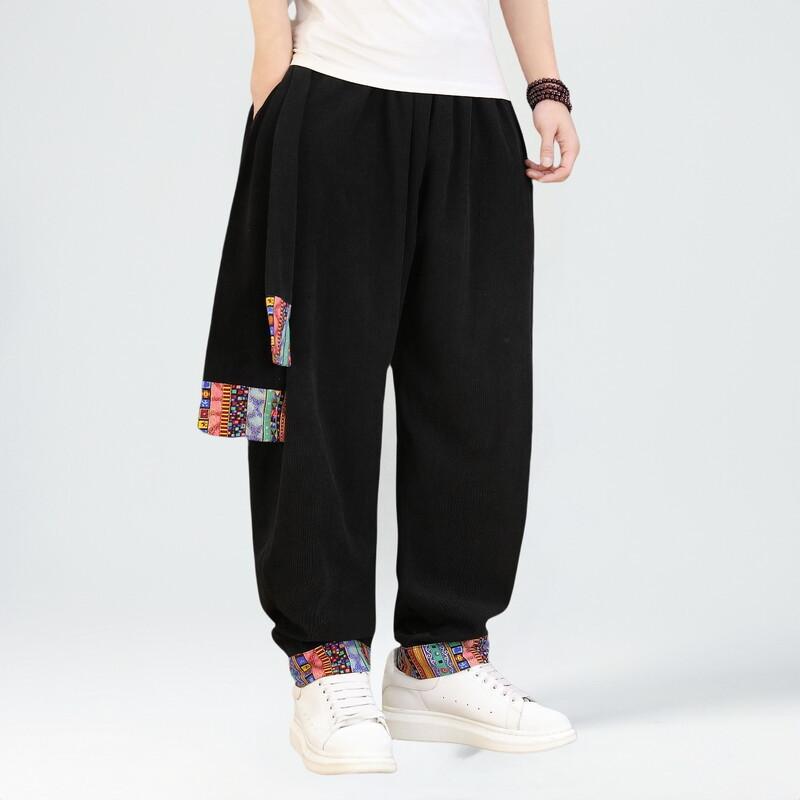 Spring New Chinese Style Men's Casual Pants Corduroy Trousers New Chinese Style Bloomers Harem Carrot Pants