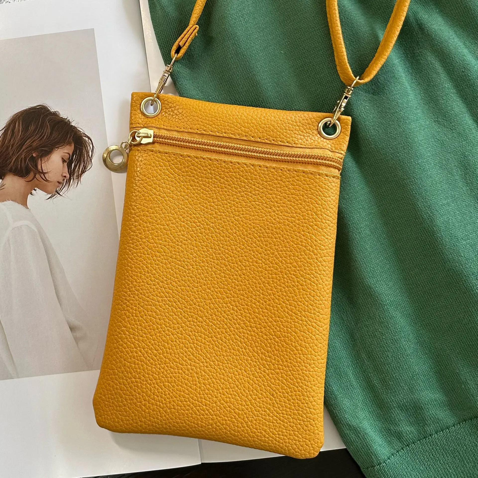 

PU Soft Leather Women s Handbag Fashionable Multi Functional Phone Bag Mini Crossbody Bag Single Shoulder Coin Wallet жовтий