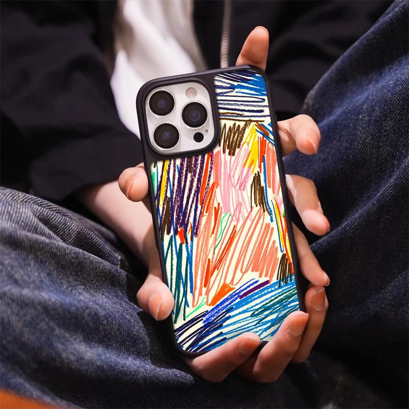Colored Crayon Graffiti Lines for iPhone17 Mobile Phone Case Apple 15 Matte PC16 Personality 13 Art 14
