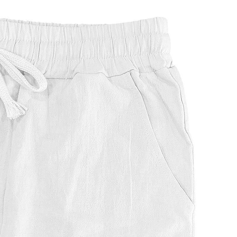 Four Seasons Thin Section Beach Casual Lace-up New Men's Cotton Linen Drawstring Straight Trousers Male