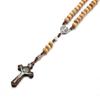 Handmade Wood Rosary Catholic Necklaces Men Cross Prayer Religious Jewelry Gift
