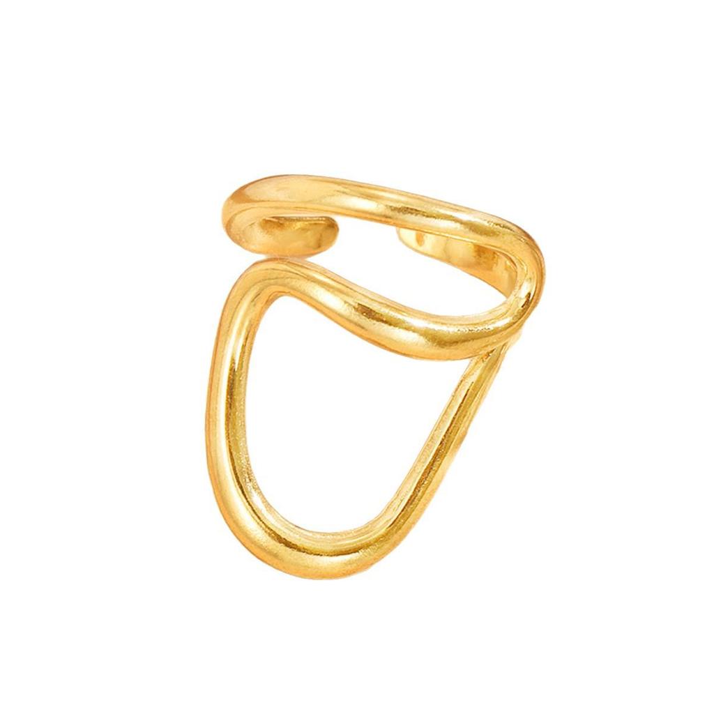 Stainless Steel Geometric Chic Women's Ring with Streamlined Design